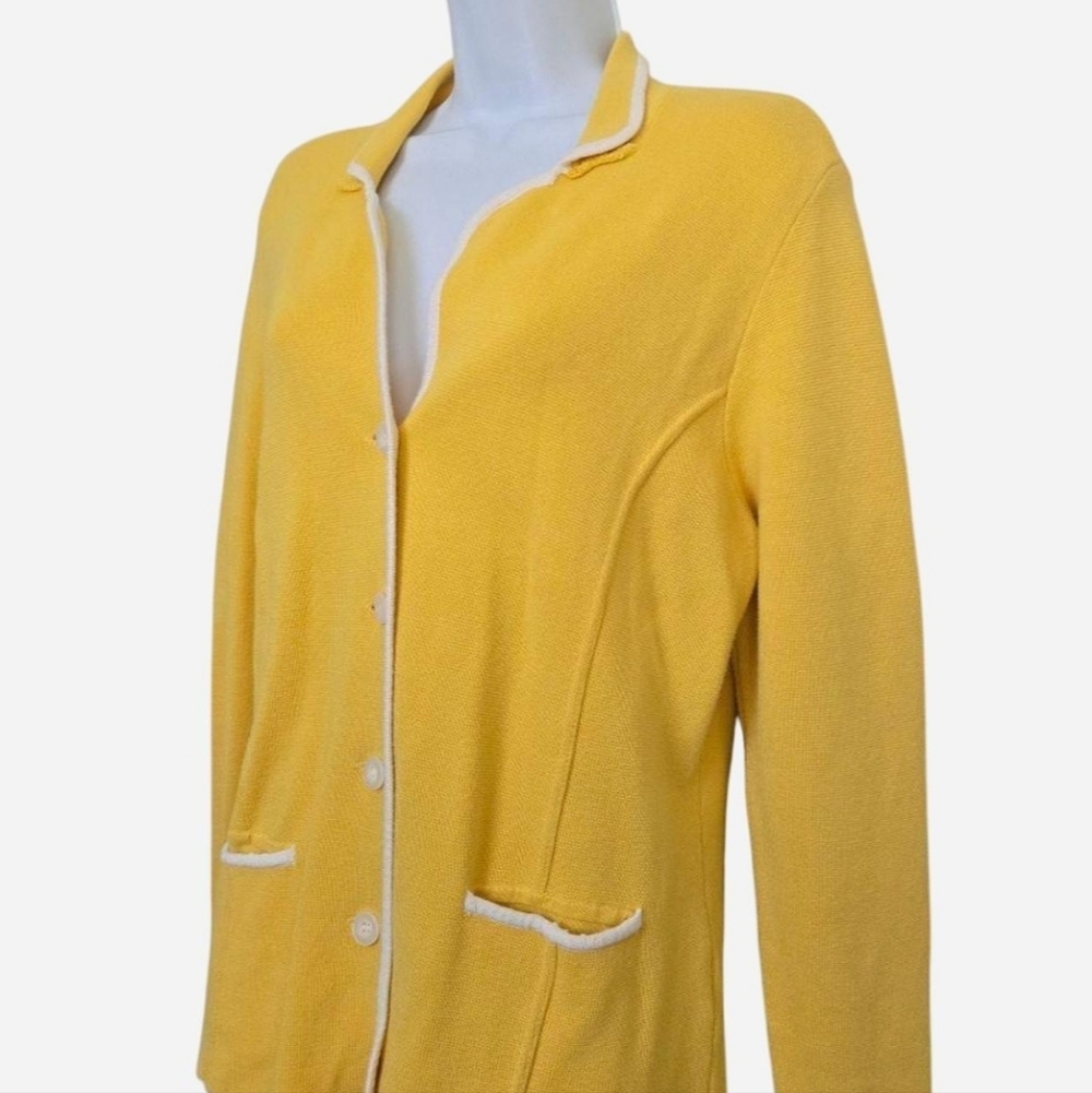 Vintage 90s Knit yellow collared cardigan - Picture 3 of 10